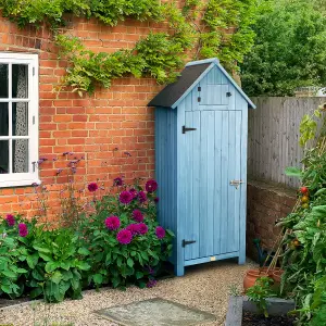 Slim Wooden Outdoor Storage Shed - Blue