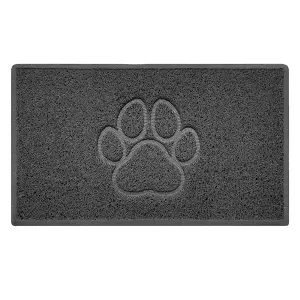 Nicoman Dark Grey Paw Embossed Spaghetti Coil Door Mat Dirt-Trapper Washable Barrier Doormat 75cm x 44cm