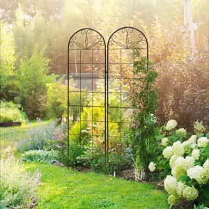 Outsunny Set of 2 Metal Trellis for Climbing Plants, Grid Design, 50 x 180cm