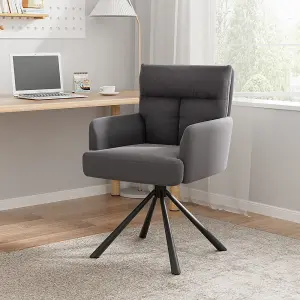 Grey Frosted Velvet Upholstered Swivel Chair Armchair with Metal Legs