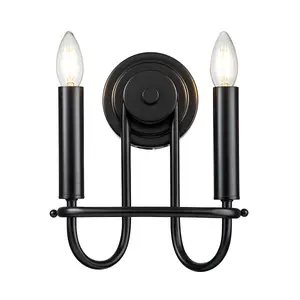 Luminosa Capitol Hill 2 Light Candle Wall Lamp, Black