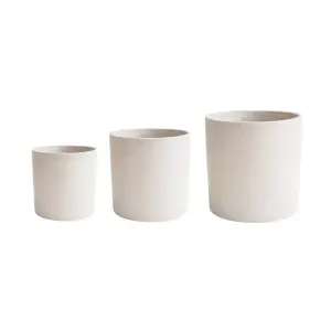 Ivyline Indoor -Valetta Ivory Terrazzo Planter Set of 3 Premium Glaze