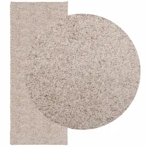 Shaggy Rug PAMPLONA High Pile Modern Beige 80x200 cm