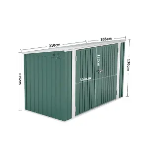 7 x 3 ft Metal Garden Bike Bicycle Storage Shed Bike Store Outdoor Tool Bike Storage Green