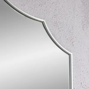 Arched Shape Overmantle Mirror With Silver Metal Frame, Arcus of H71 x W94 x D1.5 cm, Handcrafted, Durable Luxury Home Decor