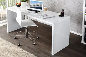 Furniturebox UK Enzo White High Gloss Computer Office Desk