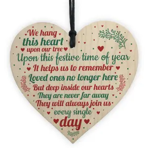 Red Ocean Wooden Heart Christmas Tree Memorial Decoration For Mum Nan Dad Grandad Plaque Gift