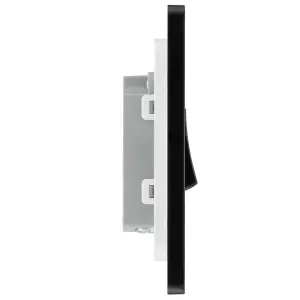 BG Evolve 20A Single Wall Light Switch, 2 Way, Screwless, Black Chrome