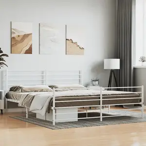 Berkfield Metal Bed Frame with Headboard and Footboard White 200x200 cm