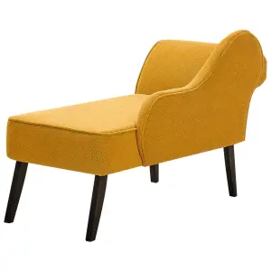 Left Hand Fabric Chaise Lounge Mustard BIARRITZ