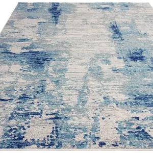 Blue Modern Abstract 9mm Thick Stain-Resistant Rug For Bedroom, & Dining Room, Easy to Clean Area Rug-160cm X 230cm