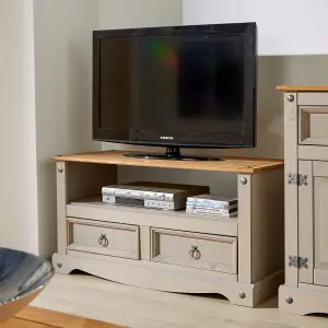 Home Source Corona 2 Drawer TV Media Entertainment Stand Unit Grey