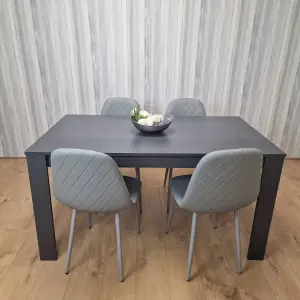 Dining Table with 4 Chairs Dark Grey Table With 4 Grey Padded  Chairs Kitching Dining Set Dining Room Dining Set for 4