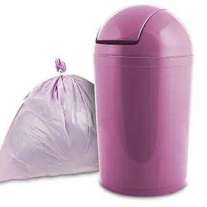 Home Centre Compact Plastic Swing Top Waste Bin 15 Litre Purple House Office Bathroom Lobby Dustbin