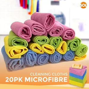 20pk Microfibre Cleaning Cloth 28 x 28cm, Microfiber Cloths Cleaning Cloths For Home & Kitchen Cloth, Microfibre Cloths