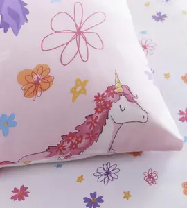 Charlotte Thomas Pink Unicorn Duvet Cover Set Reversible With Pillowcases Single