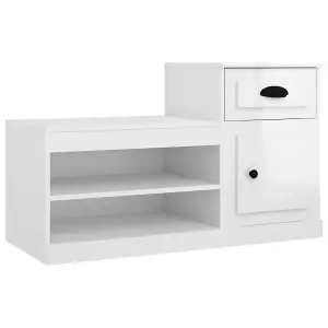 Berkfield Shoe Cabinet High Gloss White 100x42x60 cm Engineered Wood