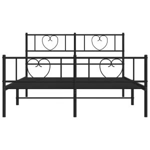 Berkfield Metal Bed Frame with Headboard and Footboard Black 140x200 cm