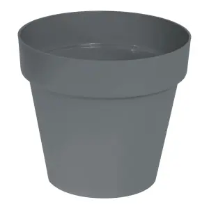 Verve Nurgul Matt Dark grey Polypropylene Plant pot (Dia) 20cm, (H)17.7cm, 3.5L