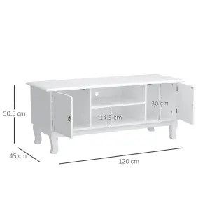 HOMCOM TV Stand Unit Corner Table Modern Eco-friendly MDF Ivory White Home