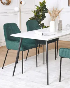 Set of 2 Dining Chairs LOVERNA Corduroy Dark Green