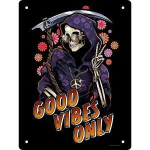 Grindstore Good Vibes Only Tin Happy Reaper Plaque Black (One Size)