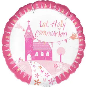 Amscan 18 Inch Communion Church Pink Circle Foil Balloon Pink (One Size)