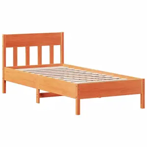 Berkfield Bed Frame without Mattress Wax Brown 90x200 cm Solid Wood Pine