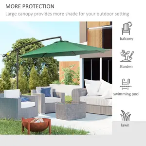 Oakland 300cm Cantilever Parasol Green