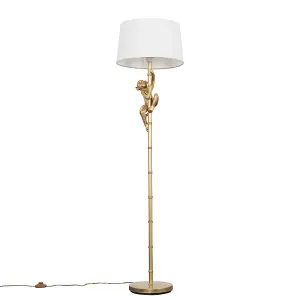 ValueLights Monkey Animal Quirky Modern Gold Floor Lamp With White Shade