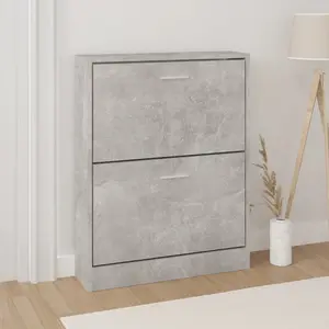 Berkfield Shoe Cabinet Concrete Grey 59x17x81 cm Engineered Wood