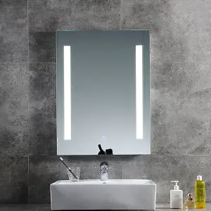 Touch Sensor Wall Bathroom Mirror Cabinet LED Lighting with Shaver Socket 700 x 500 mm