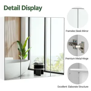 Yaheetech White Wall-Mounted Storage Cabinet with Three Mirror Doors