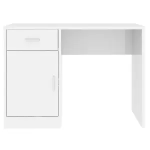 Berkfield Desk with Drawer&Cabinet High Gloss White 100x40x73 cm Engineered Wood