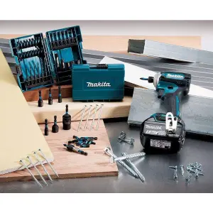 Makita 10 Piece Black Impact Driver Rated Bit Set Pozi PZ2 + Holder + Carabiner