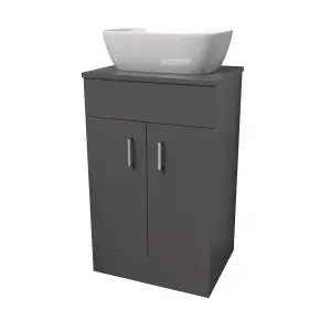 Nes Home 500mm Anthracite Vanity Unit With Countertop & Rounded Rectangle Basin