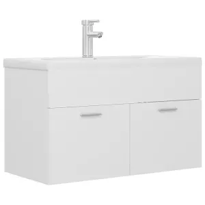 Berkfield Sink Cabinet with Built-in Basin White Engineered Wood