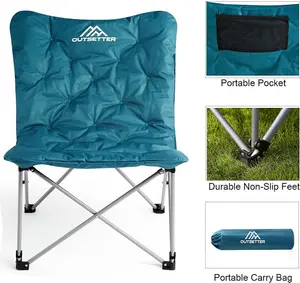 Butterfly Camping Folding Chair with Oversized Padded Moon Chair - Blue