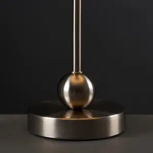 ValueLights Theydon Modern Brushed Chrome Single Stem Metal Ball Table Lamp with Black Tapered Shade