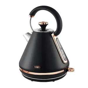 Tower Cavaletto Black 1.7L Pyramid Kettle, 4 Slice Toaster & 20L Microwave Set