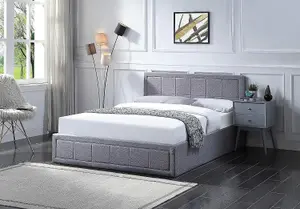 Super King Grey Ottoman Storage Bed Frame Gas Lifting