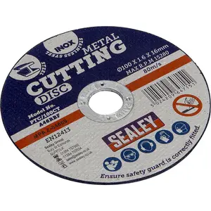 High-Performance 100mm Flat Metal Cutting Disc for Angle Grinders - 16mm Bore Size