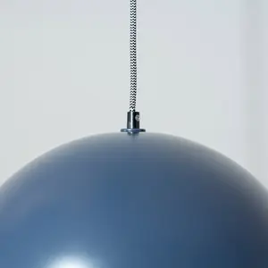 ValueLights Stassi Navy Blue Dome Ceiling Pendant Hanging Light Fitting for Living Room Kitchen - LED Bulb Included