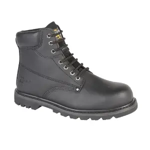 Grafters Mens Padded Safety Toe Cap Boots Black (7 UK)