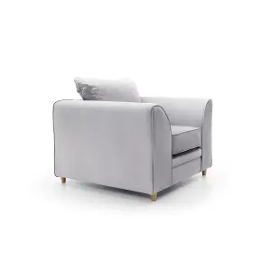 Chicago Velvet Armchair in Light Grey