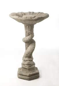 Serpent Design Stone Garden Birdbath