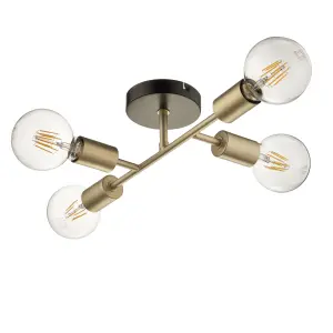 Flux Steel gold effect 4 Lamp Ceiling light