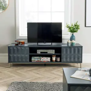 Home Source Siena Grey High Gloss TV Media Entertainment Stand Storage Unit