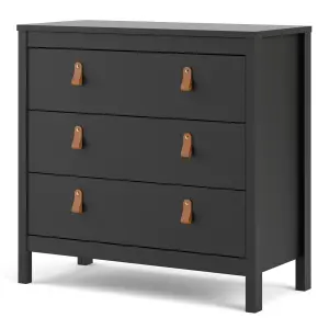 Barcelona Chest 3 drawers in Matt Black