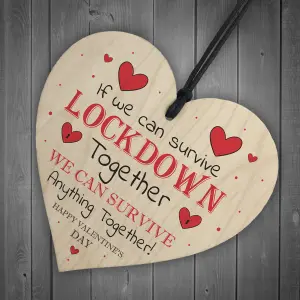 Red Ocean Lockdown Valentines Day Gifts Novelty Wood Heart Sign Gifts For Him Boyfriend Gifts For Him